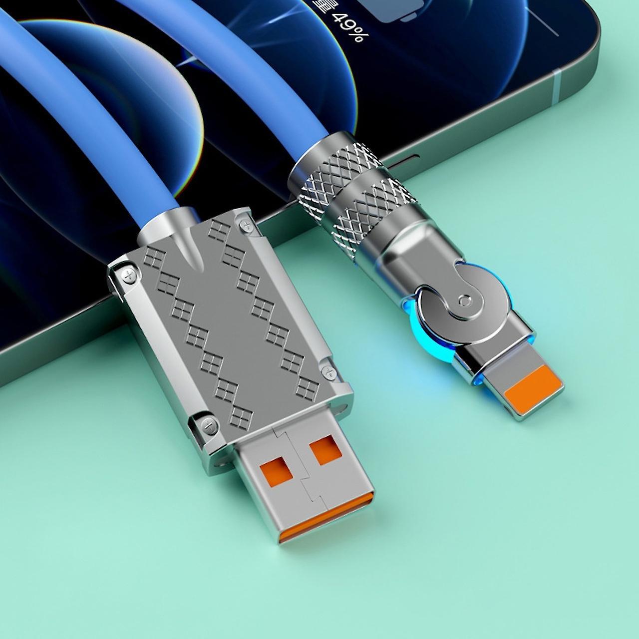 Global Items 180° Rotating Fast Charging Cable - Lightning, USB TYPE-C Lightning/Blue