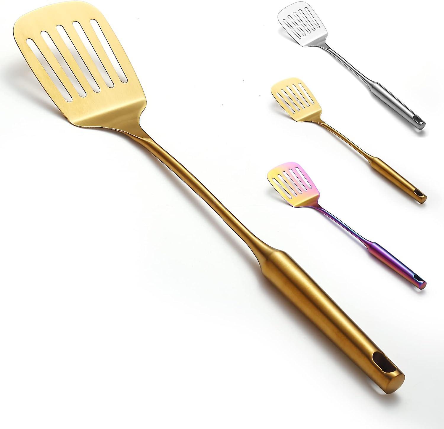 Taiyuan Stainless Steel Spatulas, Gold Slotted Turner, Kitchen Spatulas for Nonstick Cookware, Dishwasher Safe, Easy to Clean