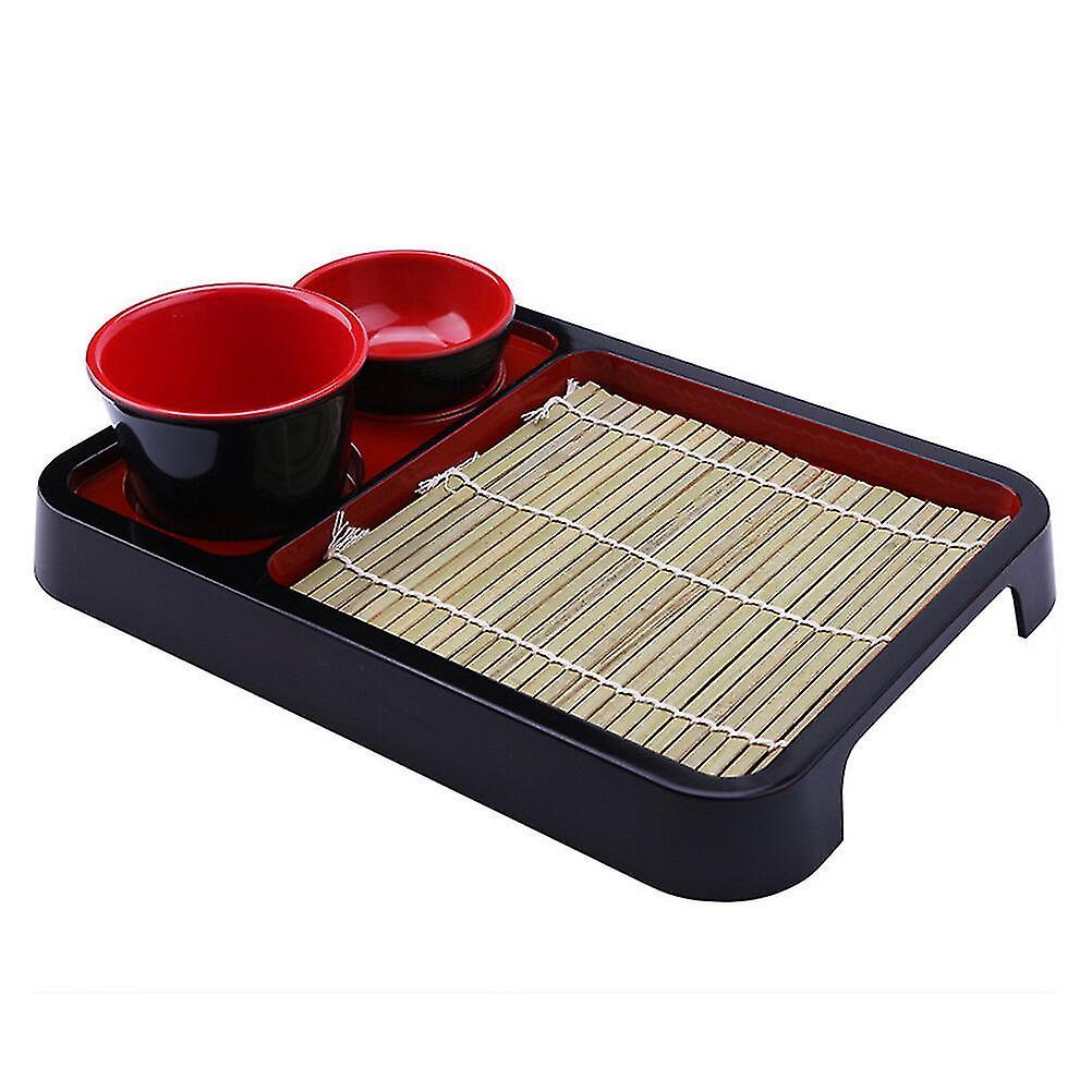 1 Set Of Japanese Style Cold Noodle Tray Rectangular Soba Noodles Plate With Bamboo Mat Xixi