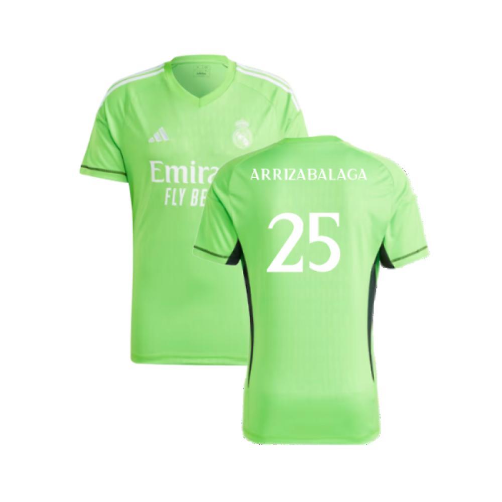 Adidas 2023-2024 Real Madrid Home Goalkeeper Shirt (Solar Green) (Arrizabalaga 25) Medium 38-40 inch Chest