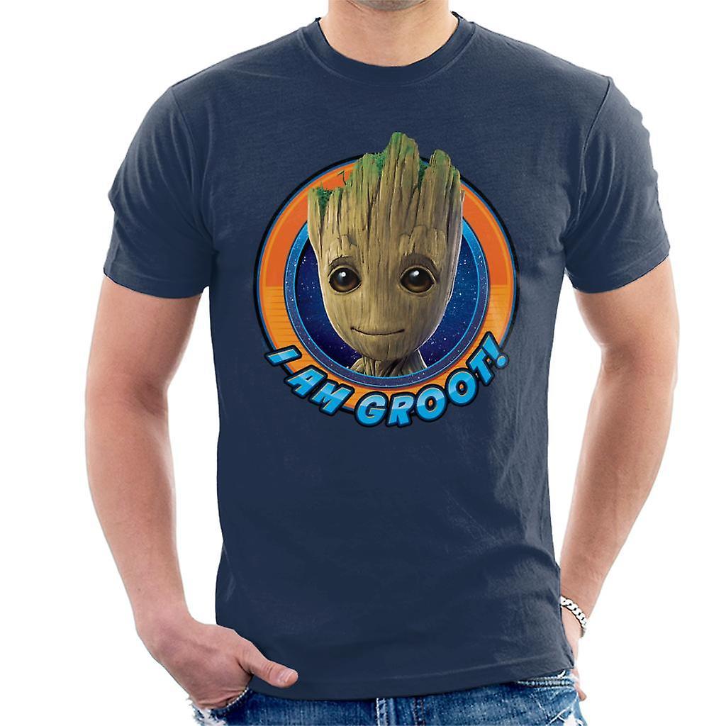 Marvel Guardians Of The Galaxy Vol 2 I Am Groot Smiling Men's T-Shirt Navy Blue Large