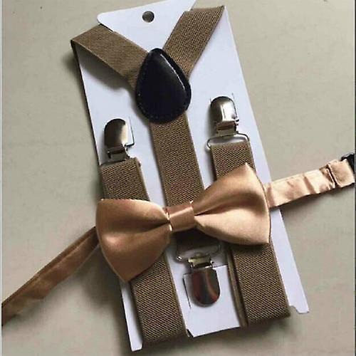 Slowmoose Kids Suspender And Bow Tie Matching Set Tan