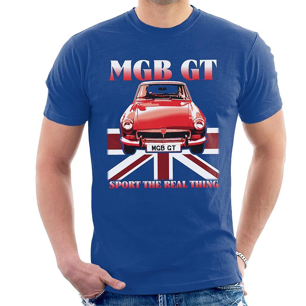 MG GT Sport The Real Thing British Motor Heritage Men's T-Shirt Royal Blue Small