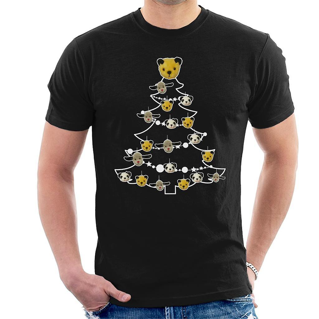 Sooty Christmas Tree White Silhouette Men's T-Shirt Black Medium