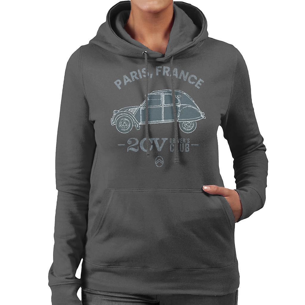 Citro�n Citroen 2CV Drivers Club Paris France Women's Hooded Sweatshirt Charcoal XX-Large