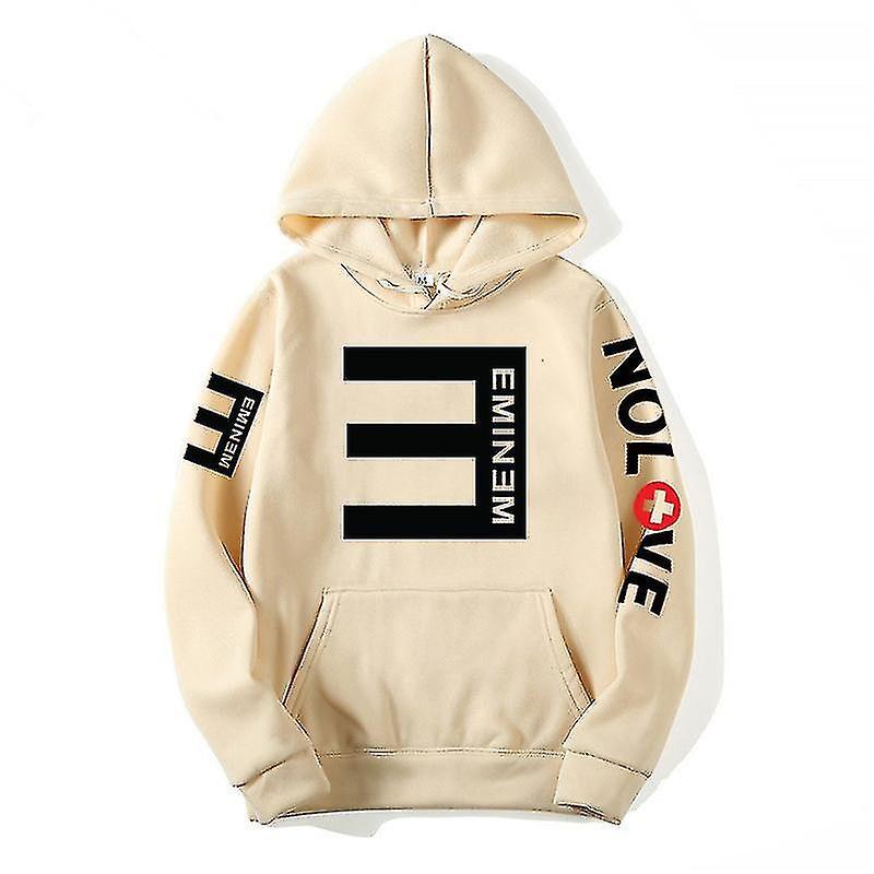 Mingerda Eminem Sweatshirt Eminem Anti-e Hip-hop Thickened Pullover Sweatshirt For Men And Women Hoodie apricot XL