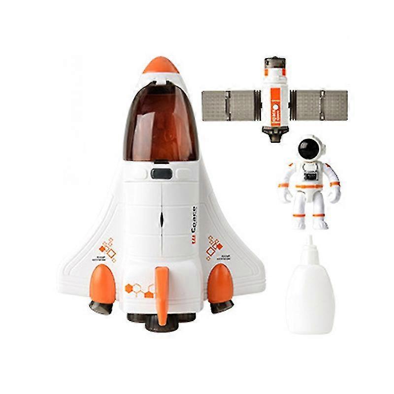 Wiuo Childrens early education simulation sound and light spray aerospace toy space model satellite shuttle rocket aviation series orange color