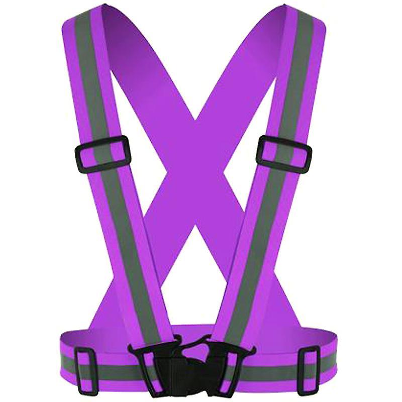 Waytogo Hi Vis Safety Workwear Vest Gear Adjustable Reflective Belt High Visibility Strap Waistcoat Purple One Size