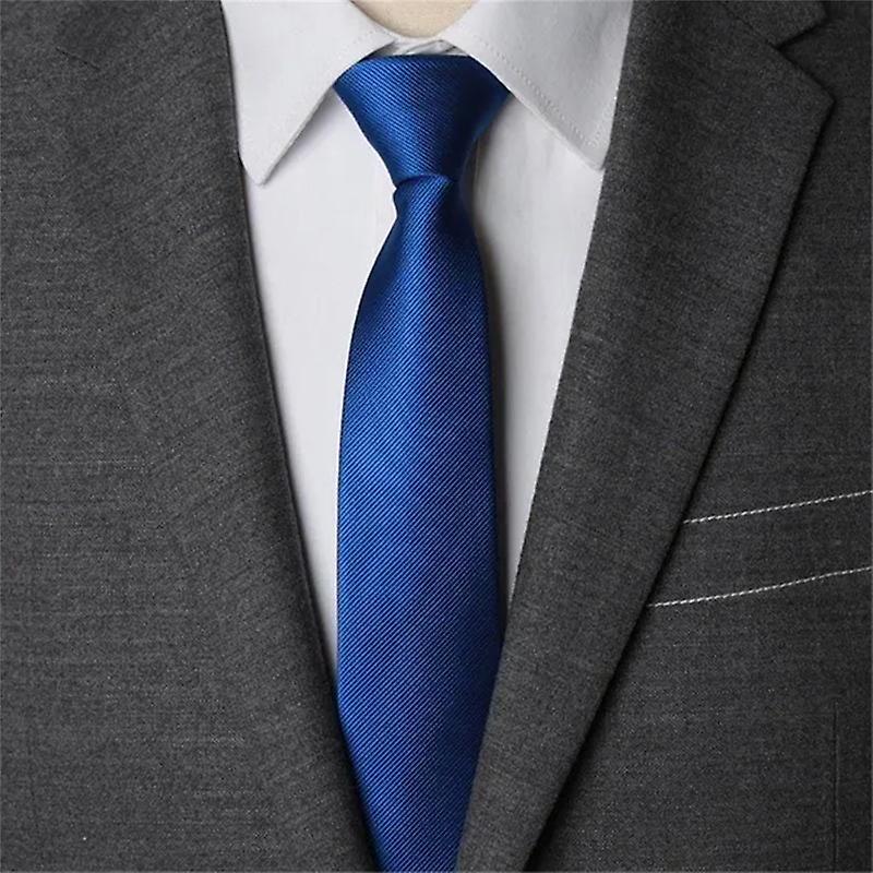 Volord New Design Pre-tied Zipper Necktie For Men Or Women, Solid Color Narrow Polyester Tie, 5 Cm 8 Colors Blue