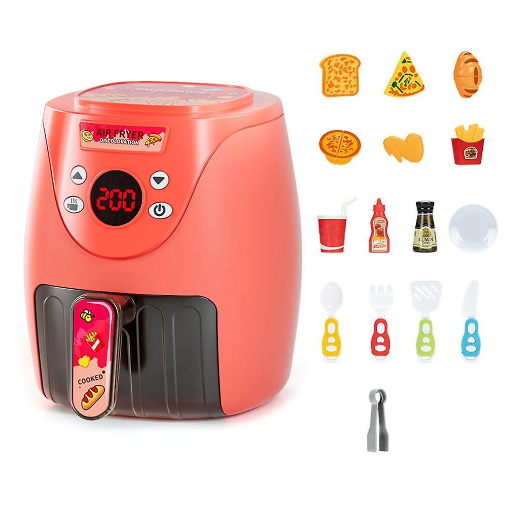 unbrand RolePlay Toy Air Fryer Food Cooking Set Pretend-Play Kitchen Toy Children Gift Red