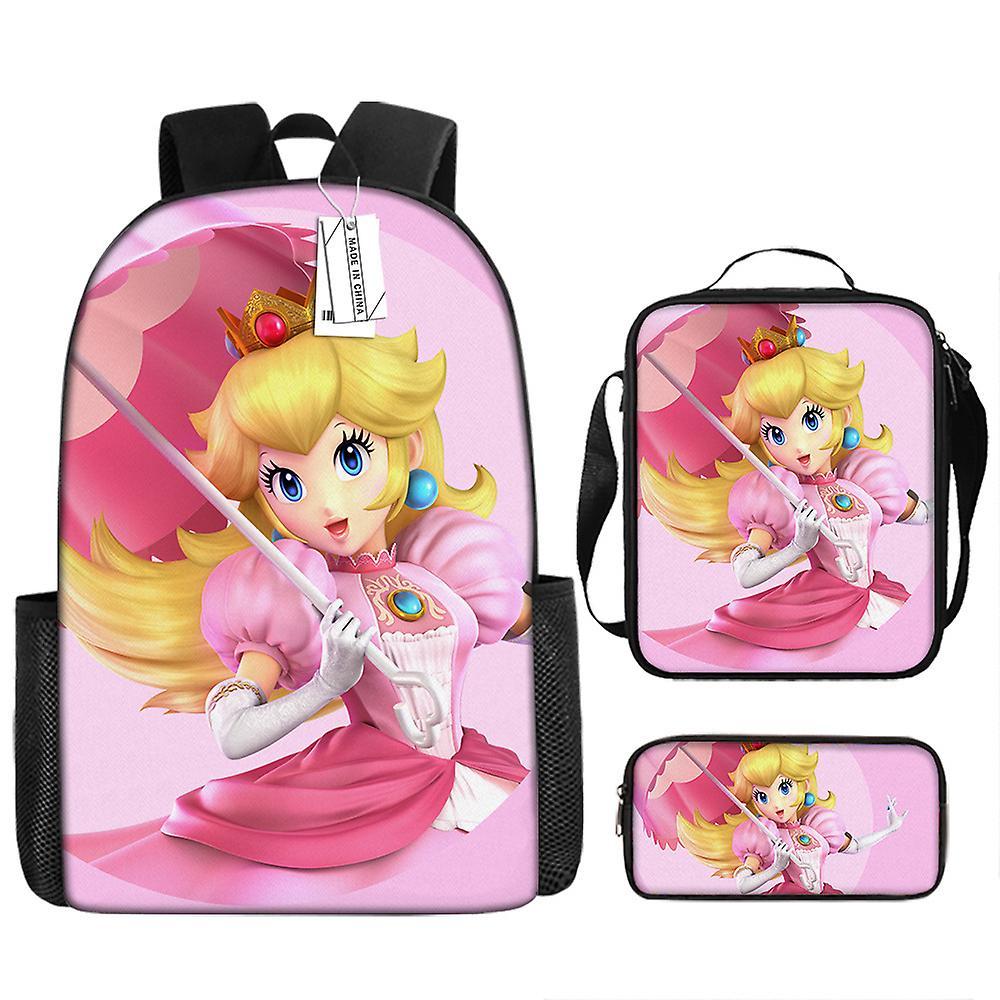 Sszfv Super Mario Princess School Bag Peach Princess Peripheral Student Backpack Cartoon Shoulder Bag Mario Backpack