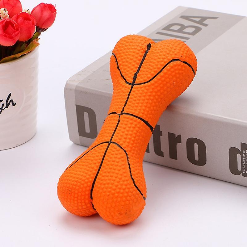 Asygv Basketball Puppy Chew Toys Bone Shape Dog Squeak Toys Anti-Bite Dog Interactive Squeak Toys