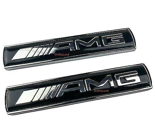 Sega Mercedes benz side wing fender badge black/chrome emblem boot for amg models x2 (pair)