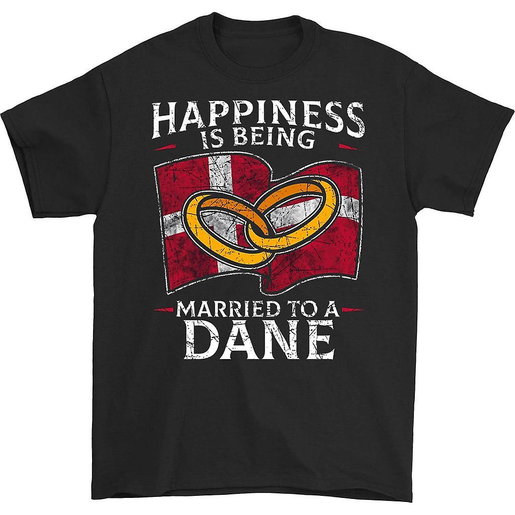 HISHARK Happiness is being married to a dane t-shirt black XXL