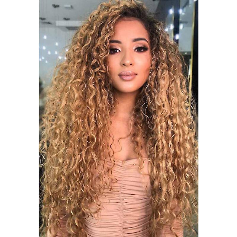 Manchalk Women Synthetic Blonde Long Curly Wigs Wave Hair Cosplay Wig