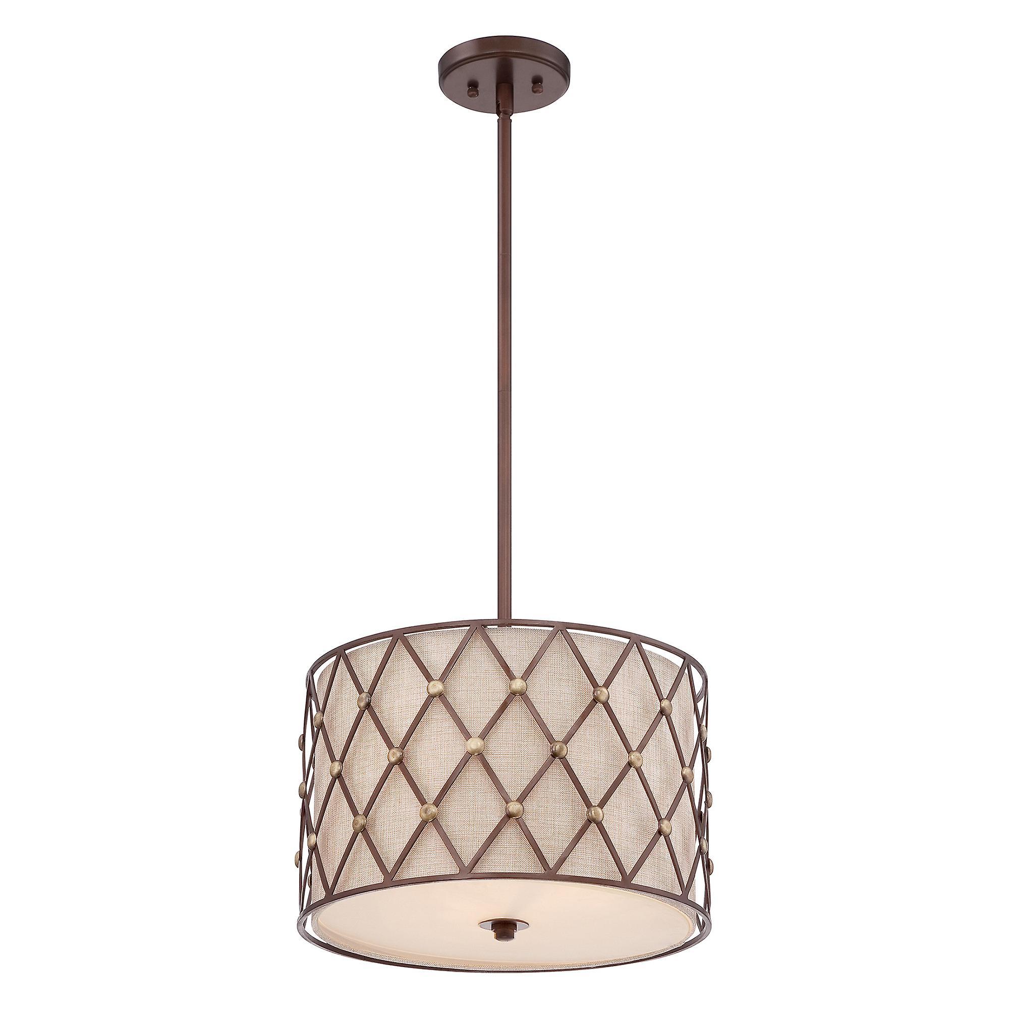 3 Light Medium Ceiling Pendant Copper Brown Lattice E27