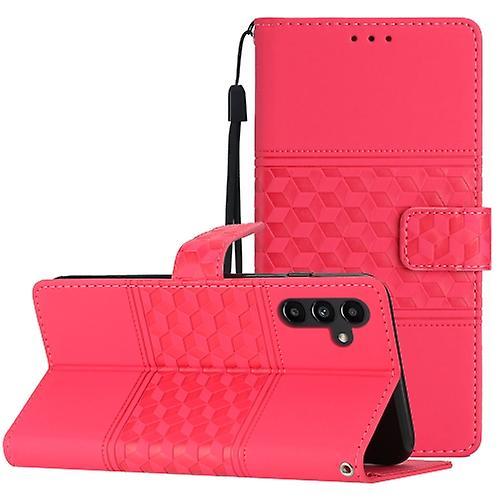 Unbrand For Samsung Galaxy A25 5g / A24 4g Diamond Embossed Skin Feel Leather Mobile Phone Case Red