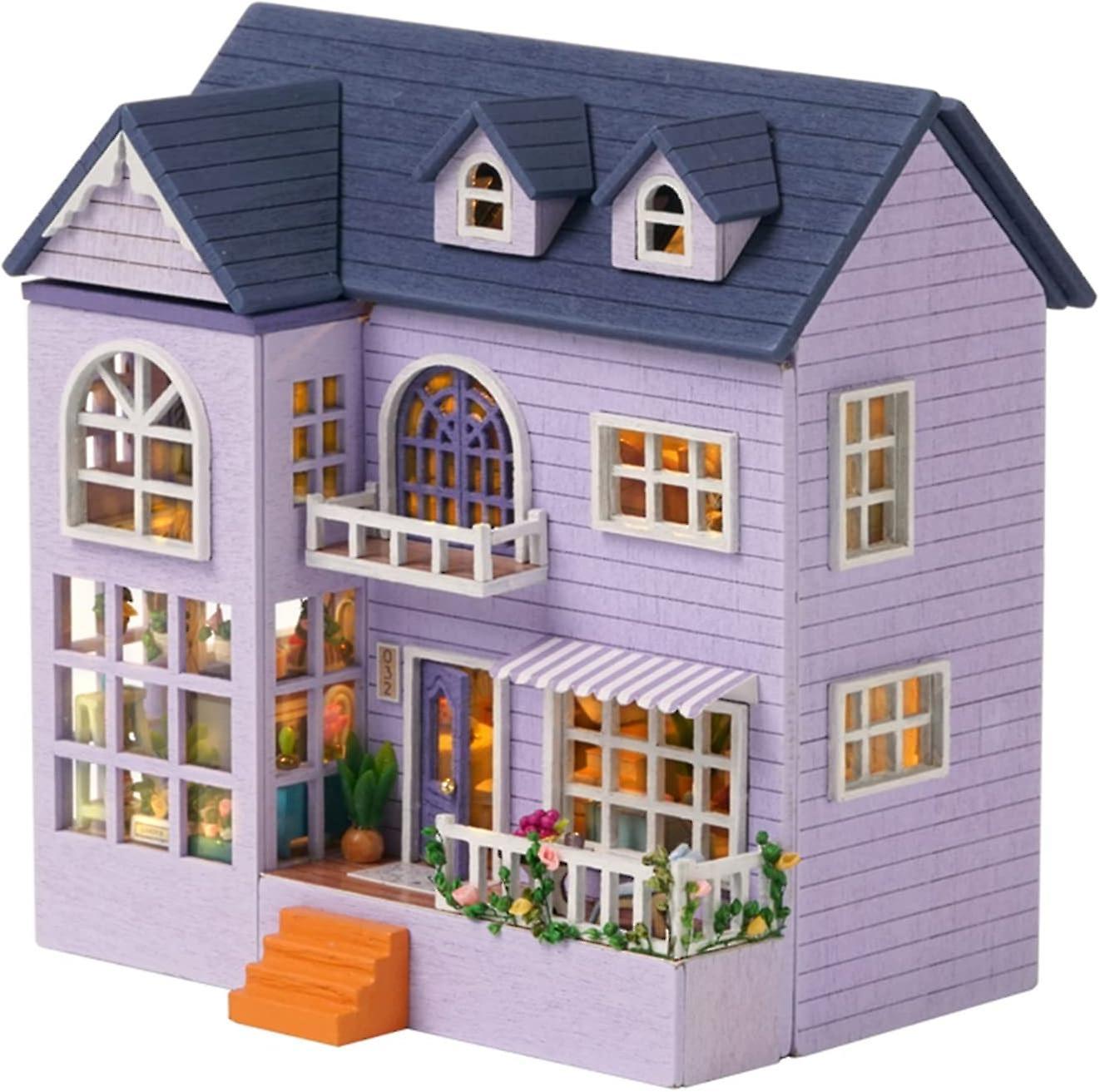 Pxcl Dollhouse Miniature with Furniture Kit, DIY 3D Wooden DIY House Kit,Handmade Tiny House Toys for Teens Adults Gift (Happy House),2024 Ping