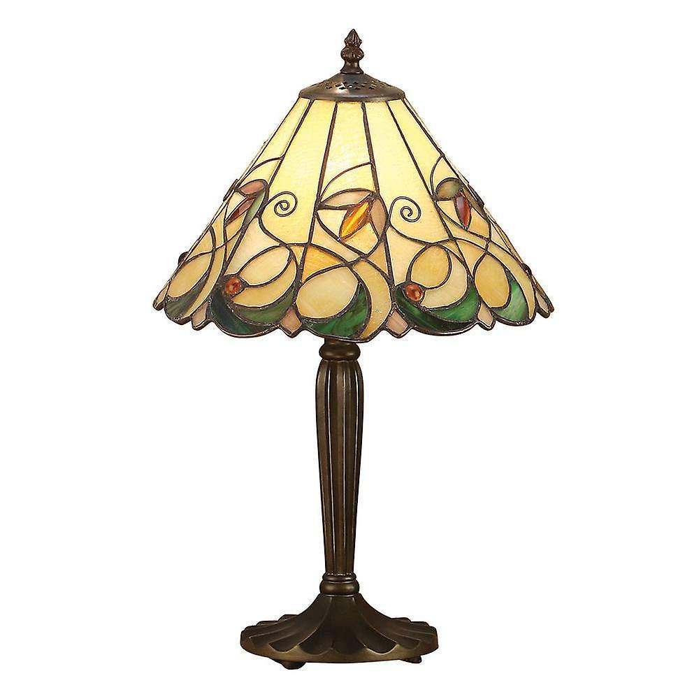 Interiors 1900 Lighting Jamelia 1 Light Small Table Lamp Tiffany Glass, Dark Bronze Paint with Highlights, E27