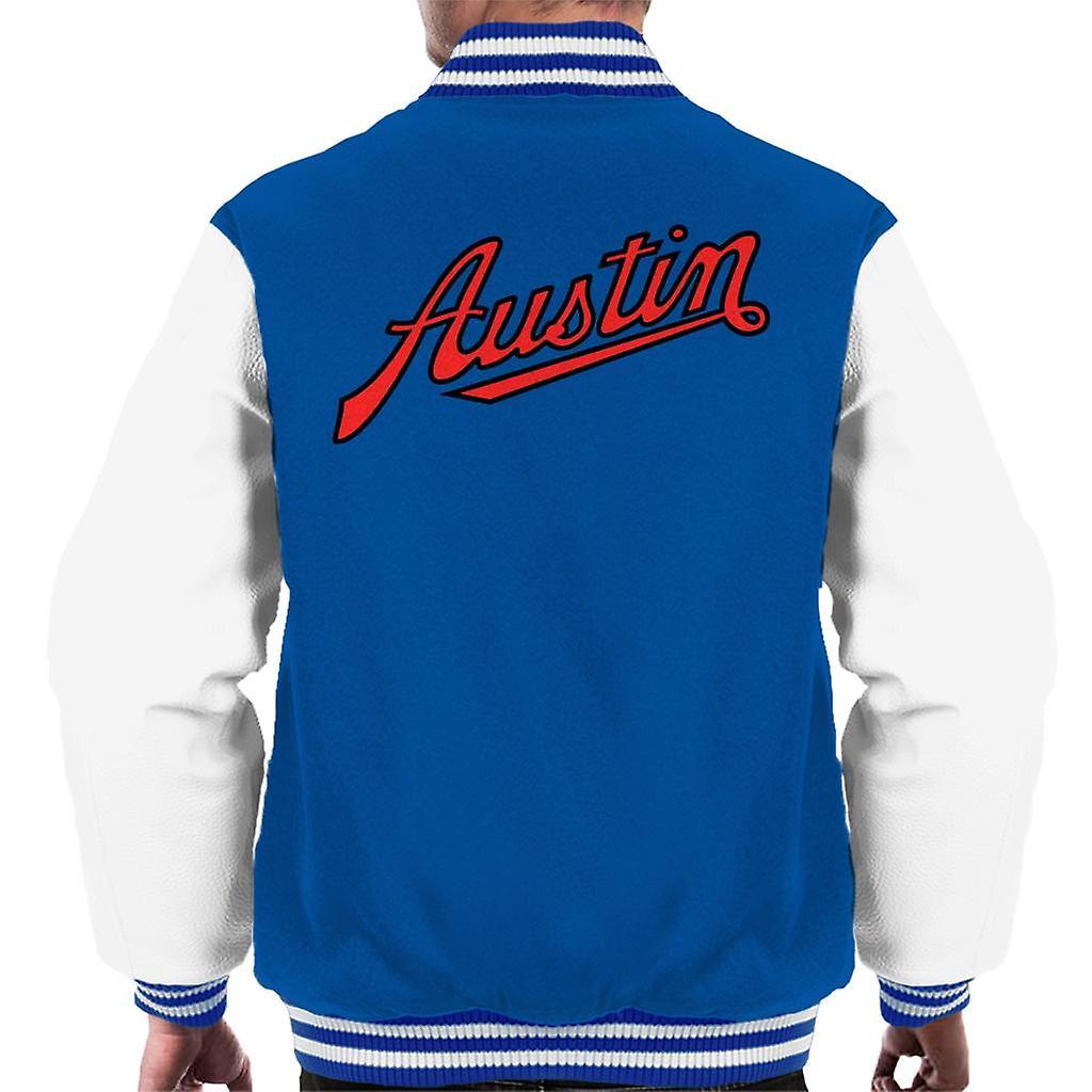 Austin Logo British Motor Heritage Men's Varsity Jacket Royal/White XX-Large