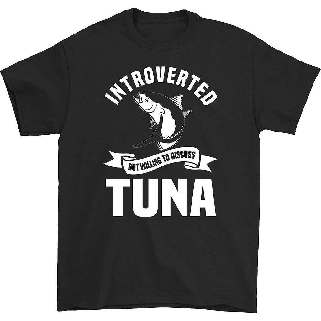 HISHARK Introverted but willing to discuss tuna t-shirt black XL