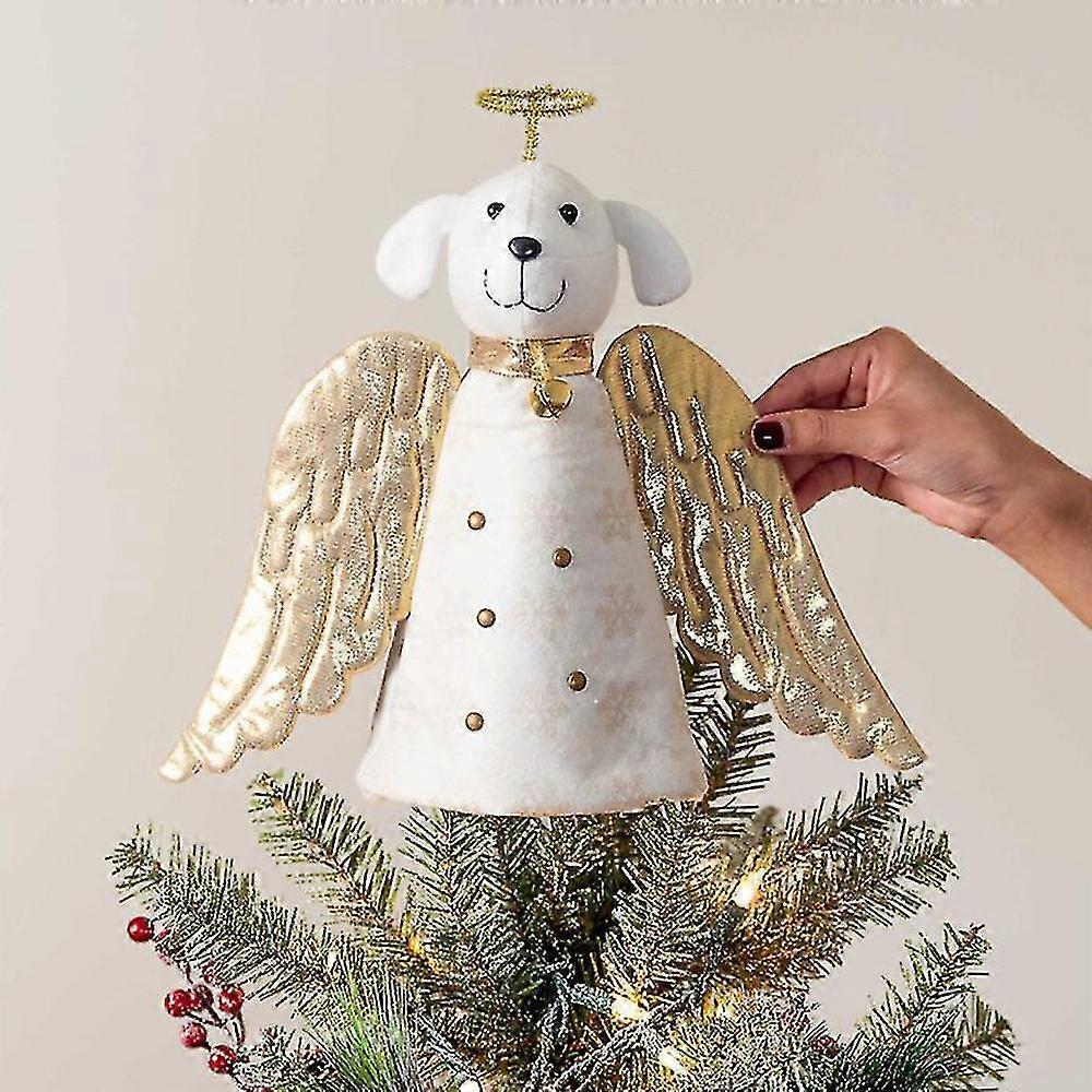 Linkrunning Christmas Miracle Golden Angel Dog Christmas Tree Topper Ornament