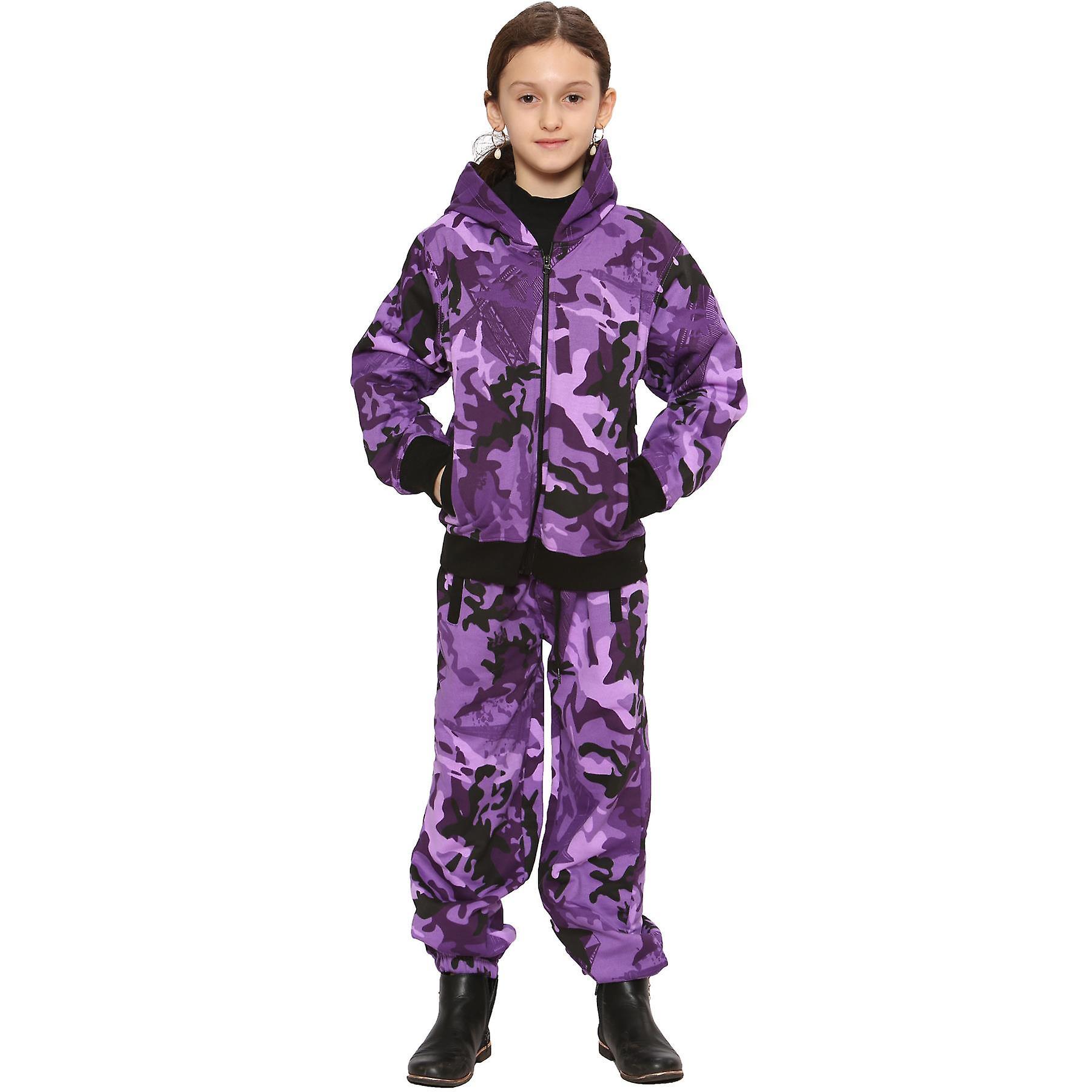 A2Z 4 Kids Unisex Purple Camouflage Print Tracksuit 13 Years