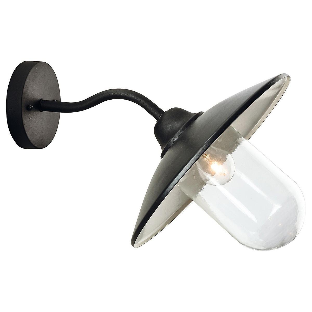 Star 1 Light Outdoor Fisherman Dome Wall Light Black IP44 E27