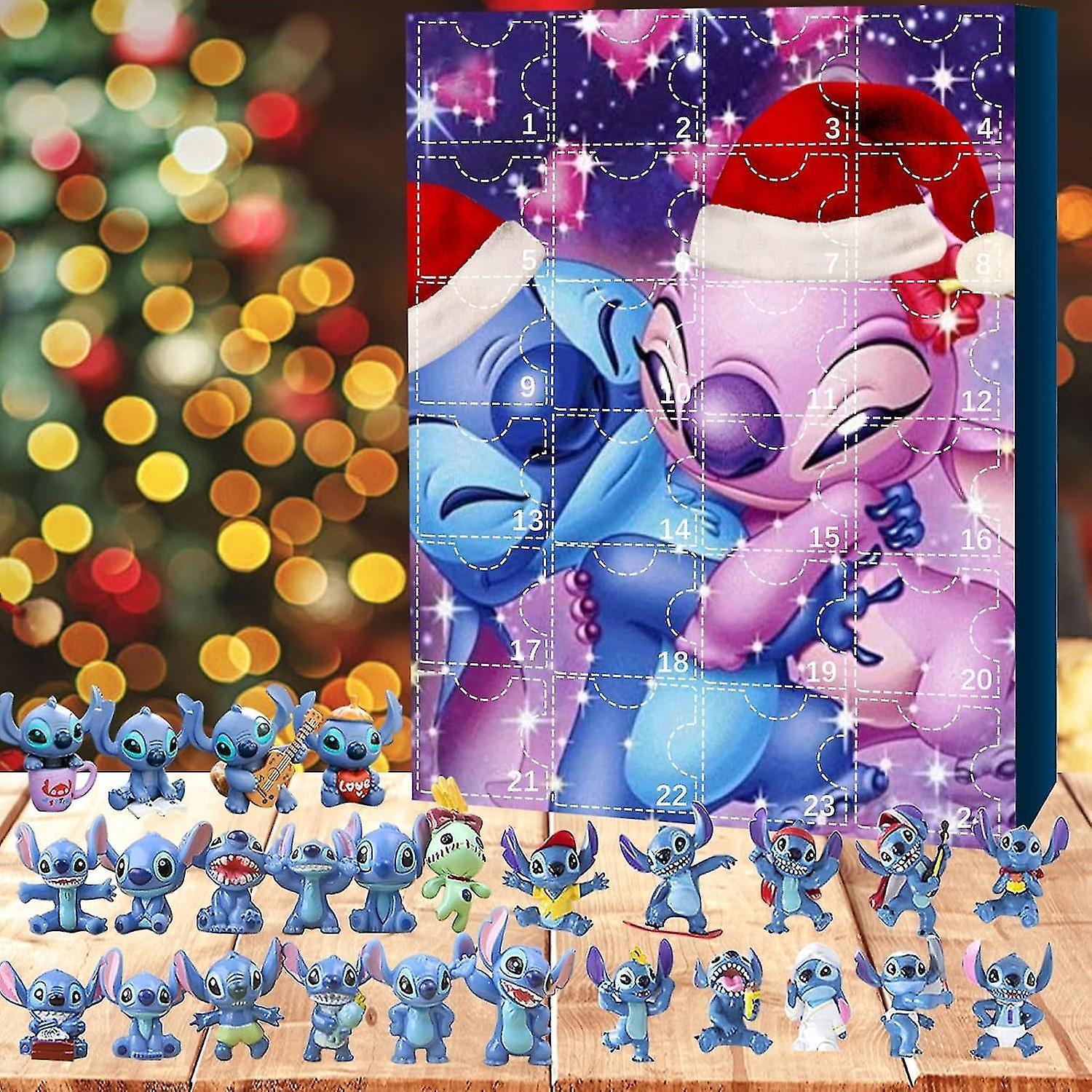 DWSM Lilo & Stitch Cartoon Figures Christmas Advent Calendar 24pcs Cartoon Toys Ornament Countdown Calendar-HZ3 B