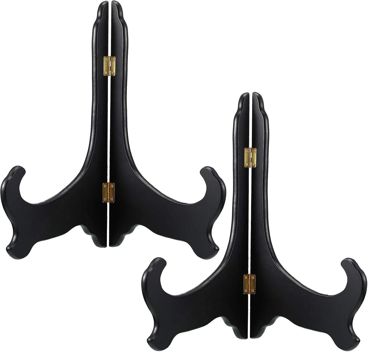 Burst 2 Packs Black Wooden Display Stand Plate Holder Easels$black Wooden Easels Foldi 12 Inch