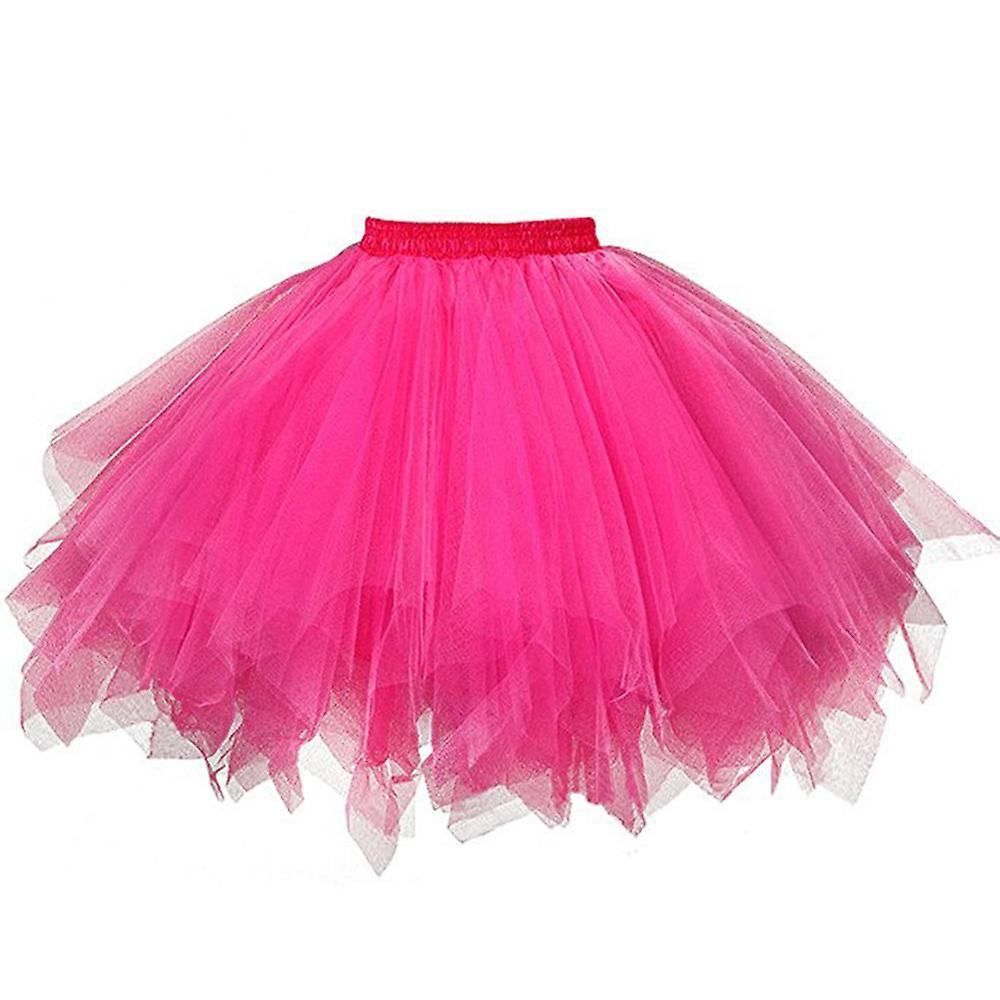 Kankanwo Womens High Quality Pleated Gauze Short Skirt Adult Tutu Dancing Skirt Pink M