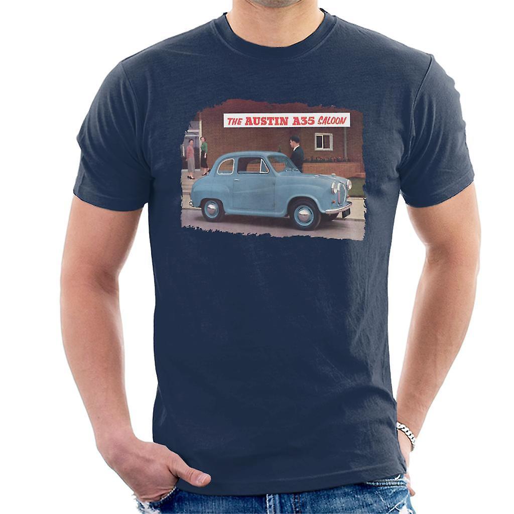 Austin A35 Saloon British Motor Heritage Men's T-Shirt Navy Blue Small