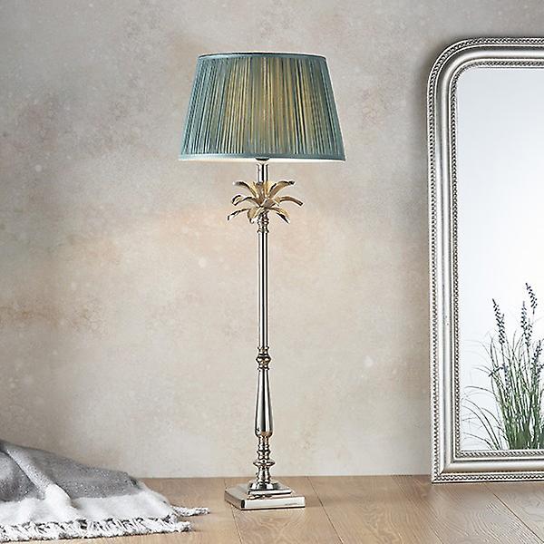 Endon Lighting Freya Table Lamp Polished Nickel Plate & Fir Silk 1 Light IP20 - E27