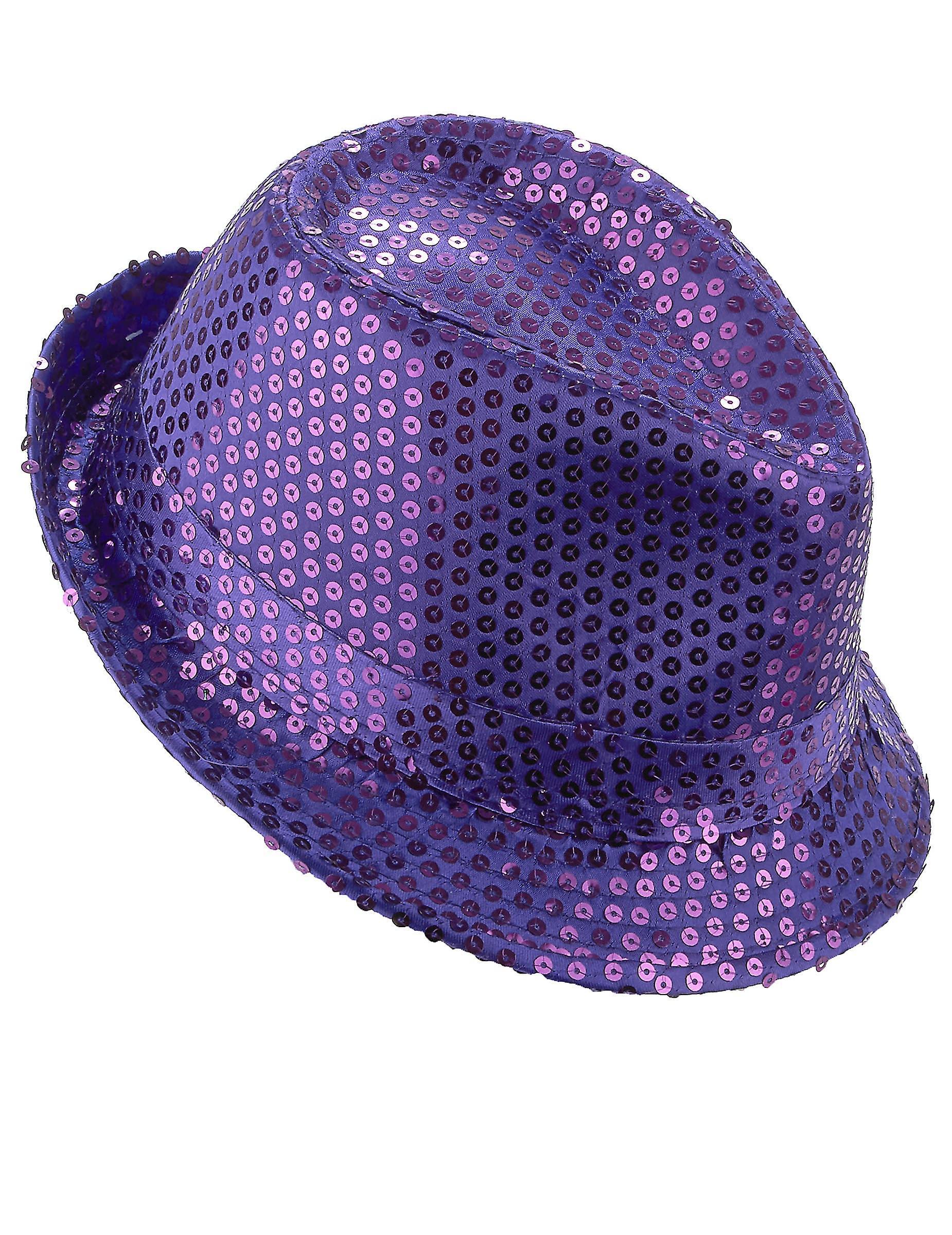 Personage Adult purple sequin borsalino hat