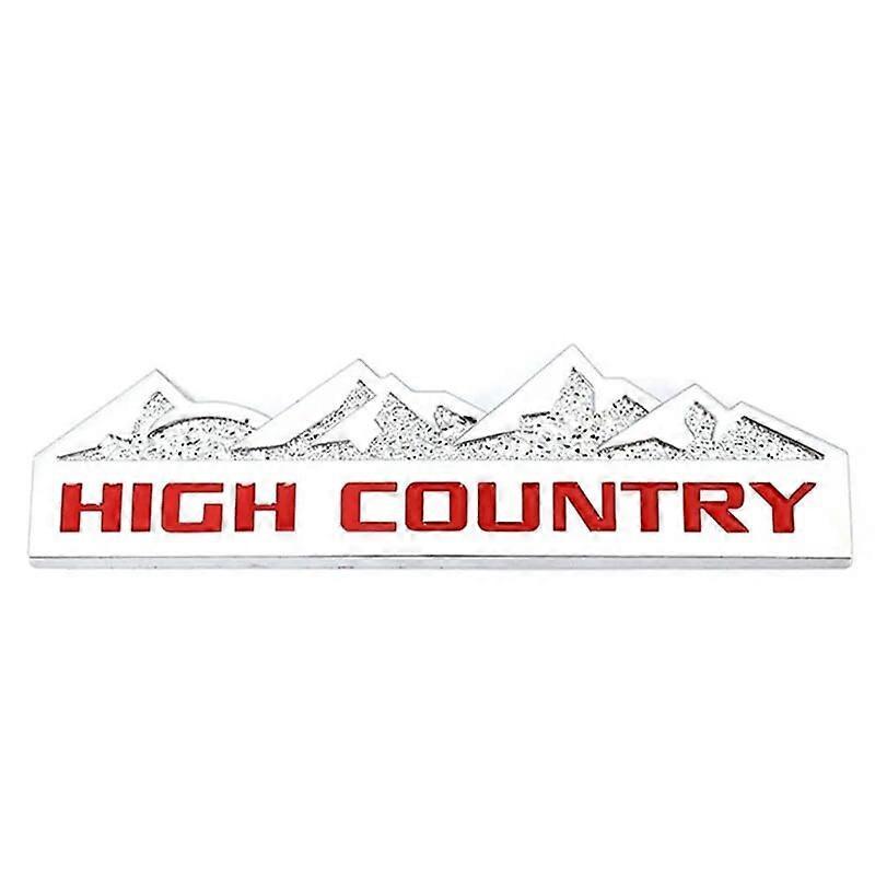 Hikig 3D Metal Logo HIGH COUNTRY Emblem Car Fender Badge Trunk Decal For Ford Jeep Dodge Chevrolet HIGH COUNTRY Stikcer Accessories Silver Red