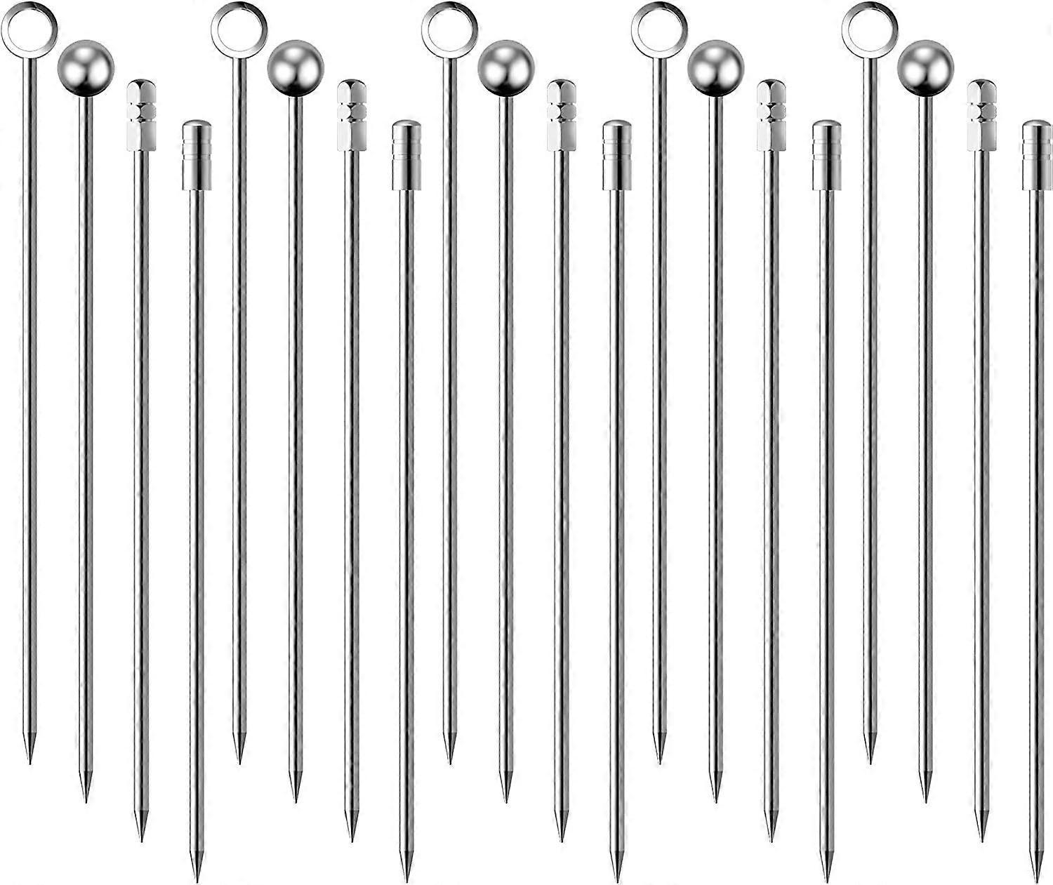 Tinor Cocktail Picks Stick, 20Pcs Stainless Steel Martini Picks, Reusable Metal Cocktail Skewers Olives Appetizers Bloody