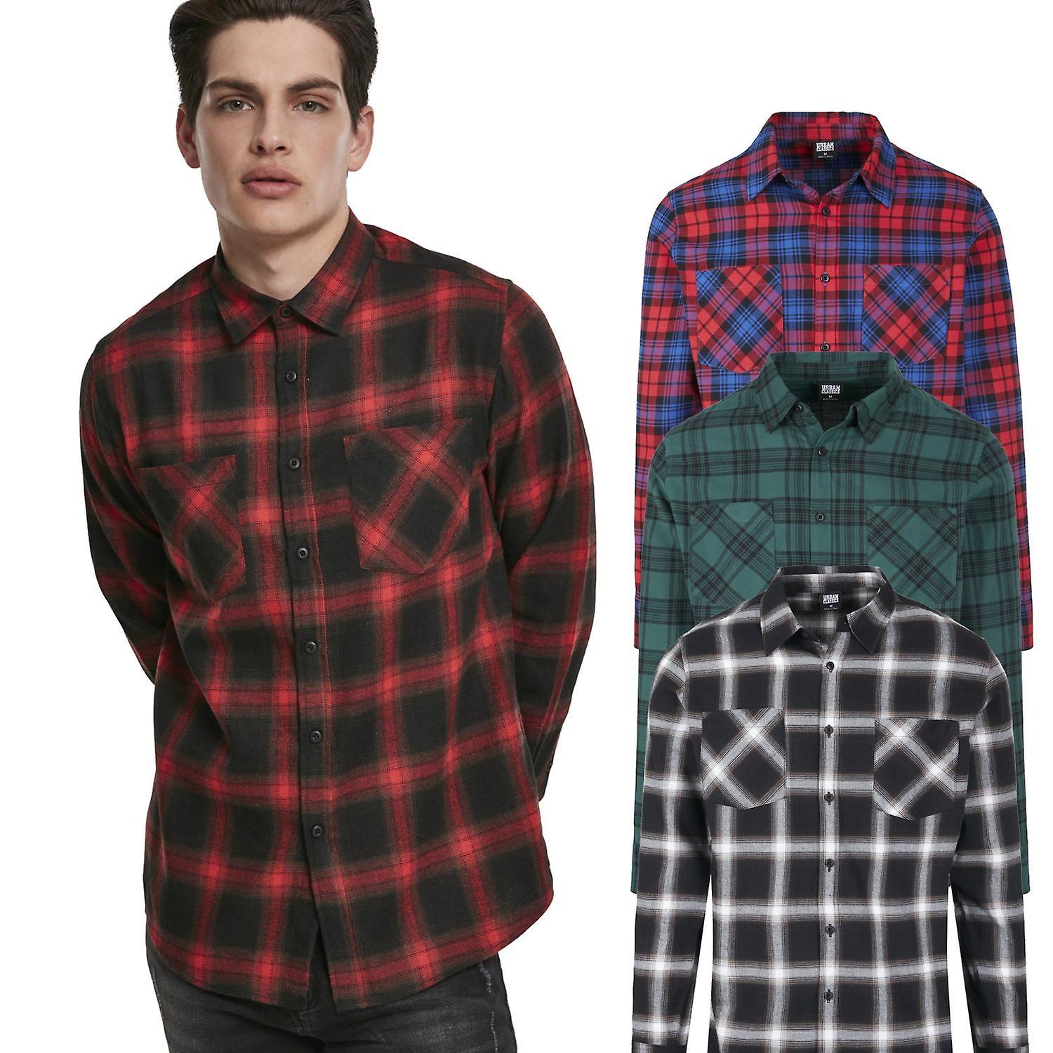 Urban Classics - FLANELL Plaid Lumberjack Shirt Black/Red XXL