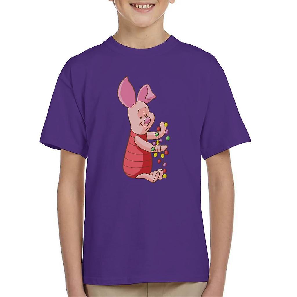 Disney Christmas Piglet Holding Festive Lights Kid's T-Shirt Purple X-Small (3-4 yrs)