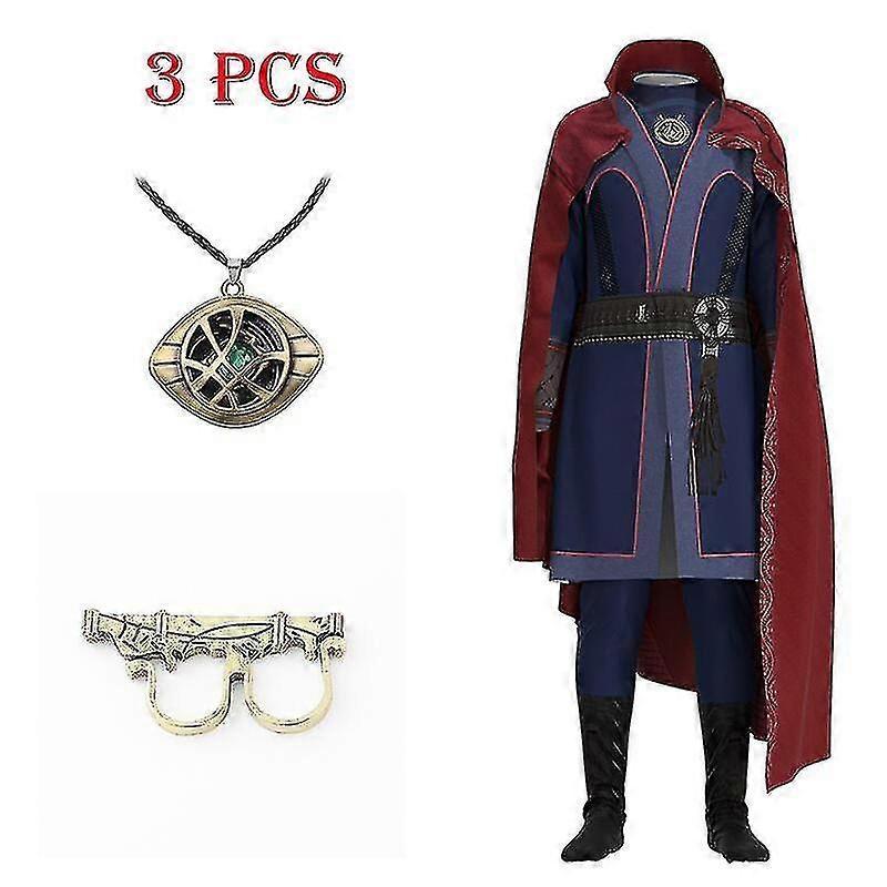 Lequeen halloweenDoctor Strange Cosplay Costume Necklace Ring Steve Red Cloak Robe Halloween Carnival Suit For Kids And Adult Party Costume Style 2...