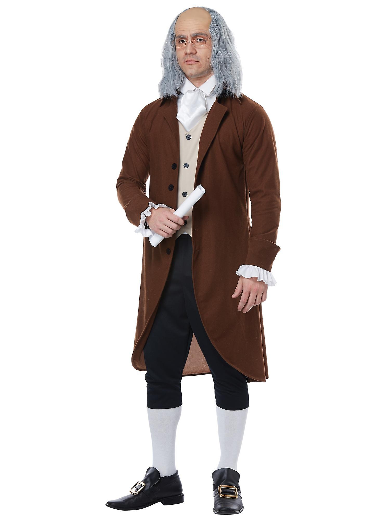 California Costume Collections Benjamin Franklin Colonial Man Founding Father Scientist Historical Mens Costume Brown Small (38-40)