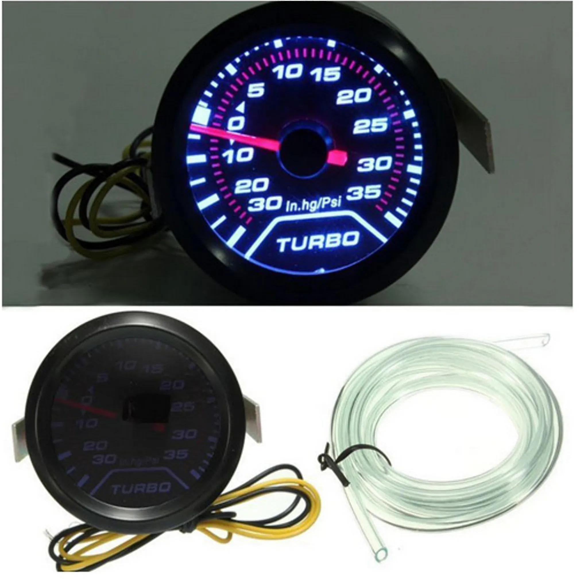 Bxs 52mm 2" Car Turbo Boost Pressure Gauge Meter - Led Vacuum Smoked Fac