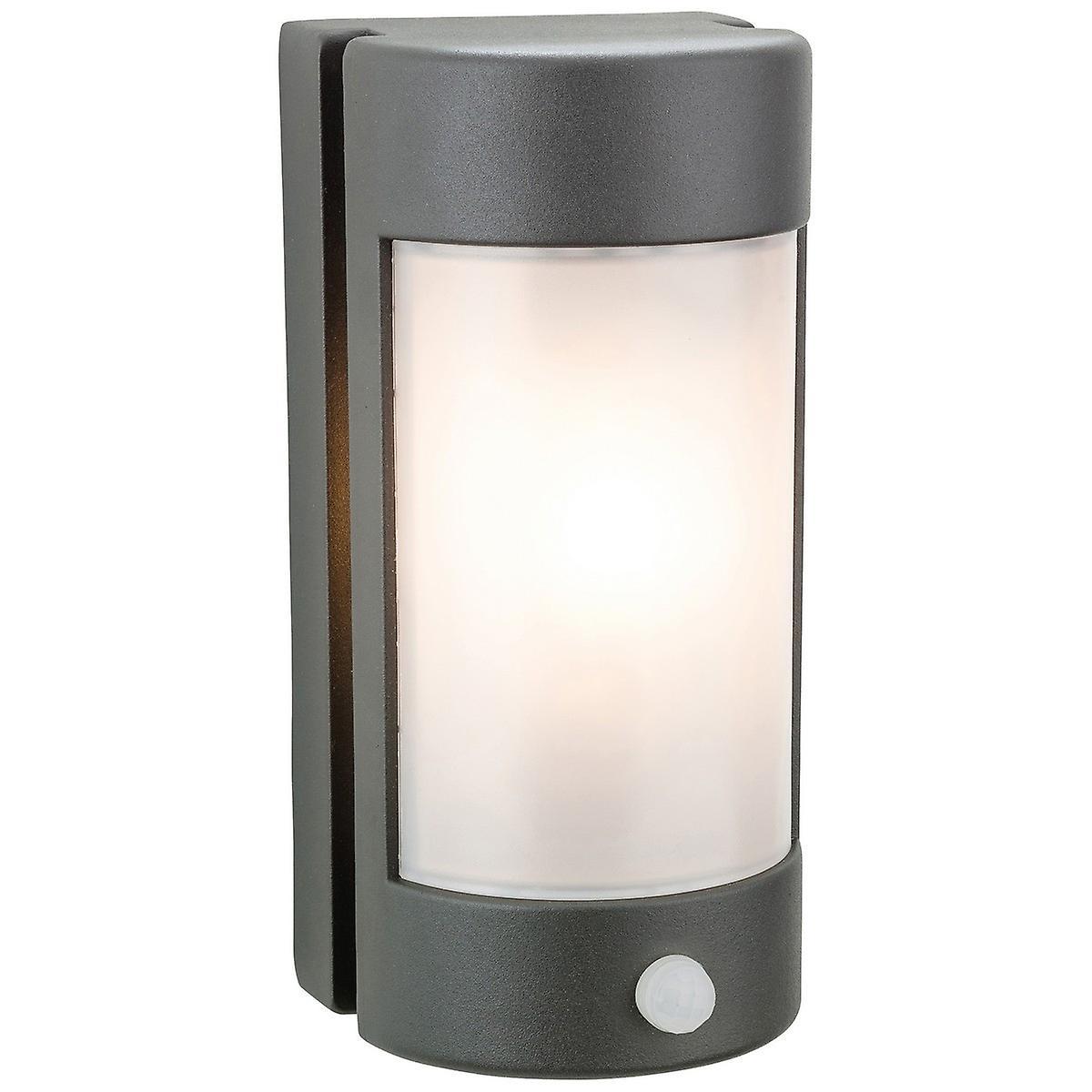 Arena 1 Light Outdoor Wall Light Light PIR Graphite Opal Polycarbonate Diffuser IP44 E27