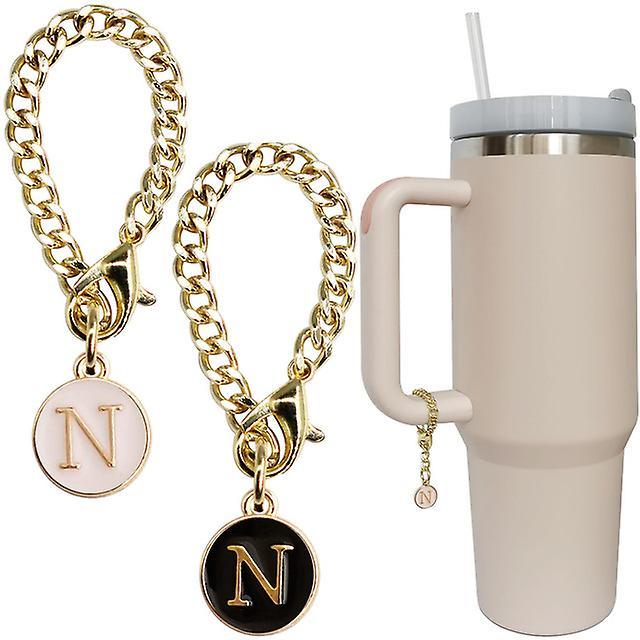 Lanou Letter Charm Accessories for Stanley Cup 2PCS Initial Name ID Personalized Handle Charm for Stanley Tumbler N