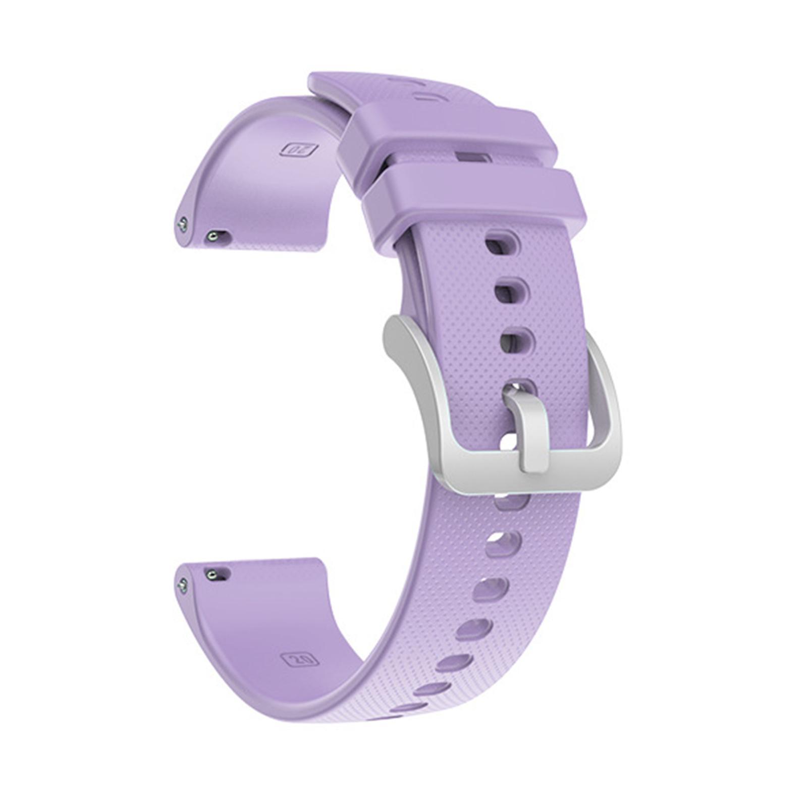 Hiborth Watch Band 20mm/22mm Plaid Soft Silicone Watchband Wrist Strap Replacement for Garmin Venu SQ/Venu/Vivoactive 3 4/Forerunner 245 Light Purp...