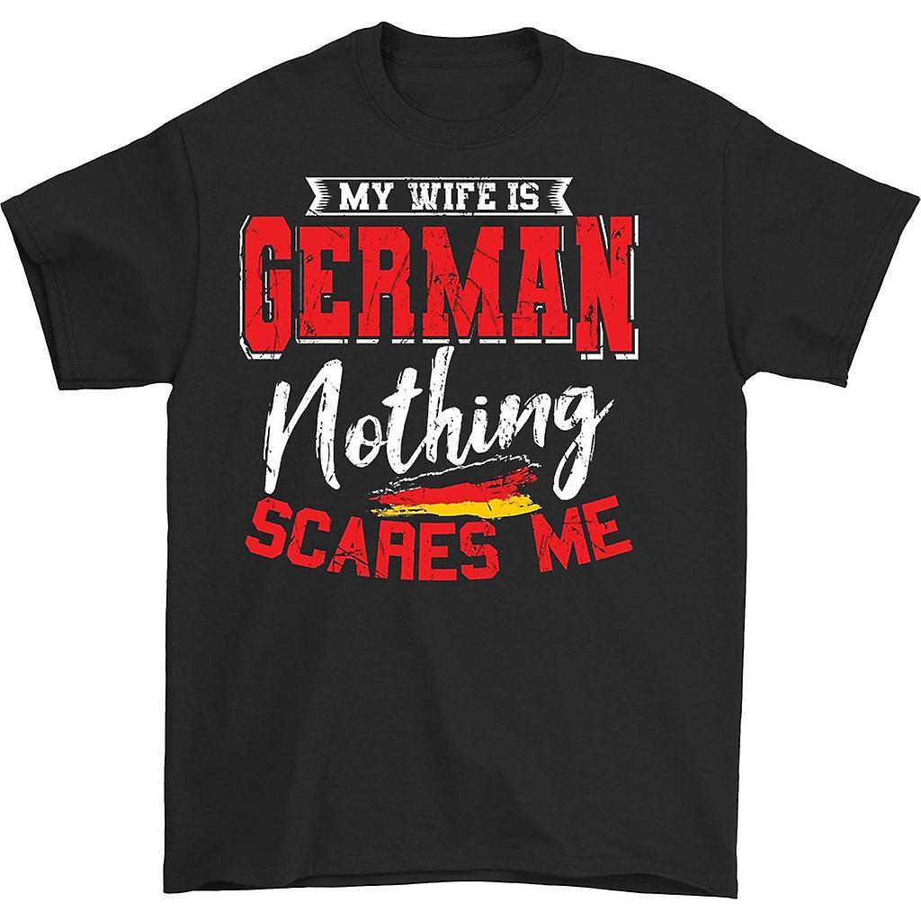 HISHARK My Wife is German Nothing Scares Me T-shirt Black L