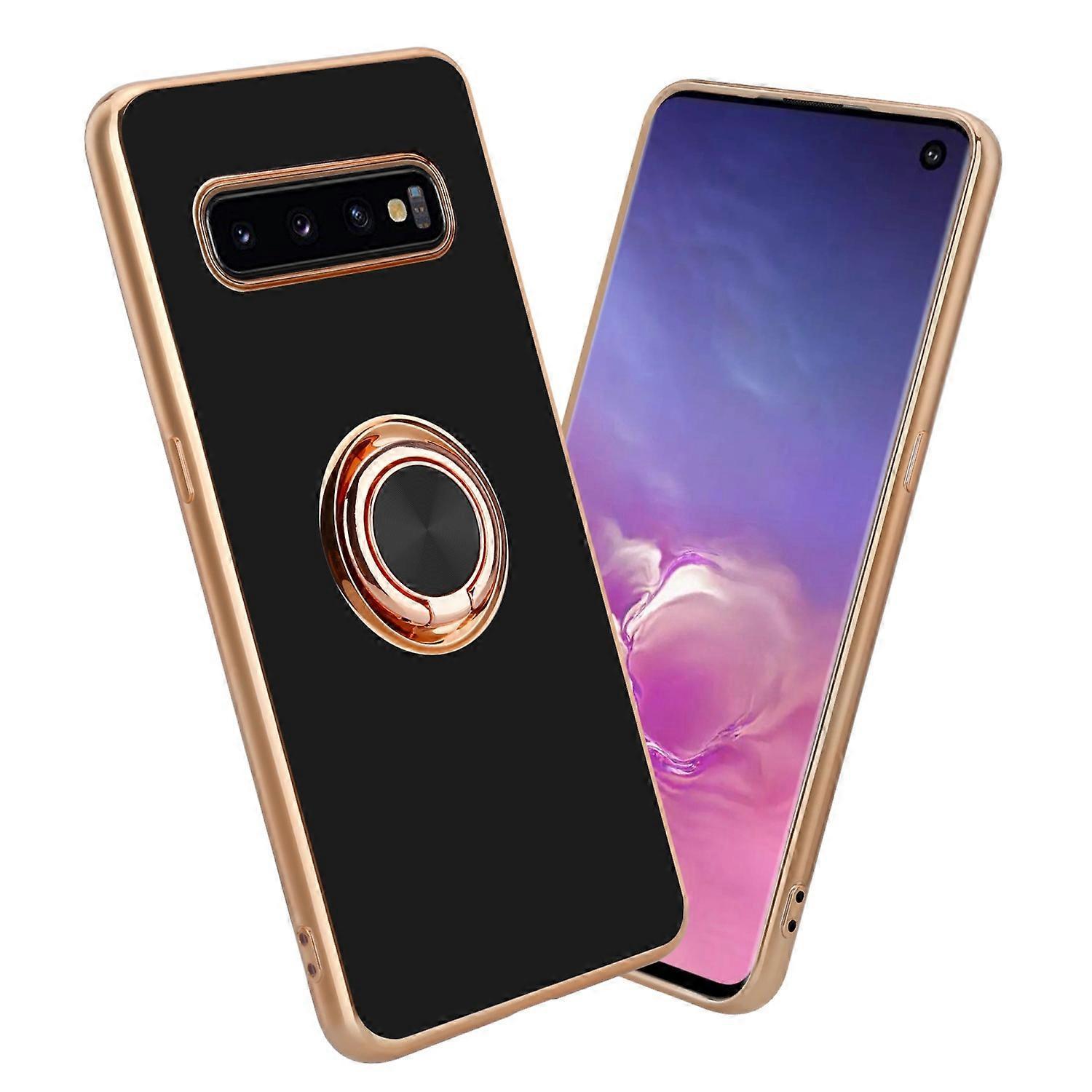 Samsung Galaxy S10 4G Case TPU Protective Case - with Camera Protector and Ring Glossy Light Purple - Gold