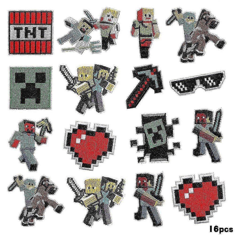 Shenzhenshileidakejimaoyiyouxiangongsi 16-pack Minecraft Collection Embroidered Patches, Sew-on Or Iron-on Decorative Patches Appliques For Clothes...