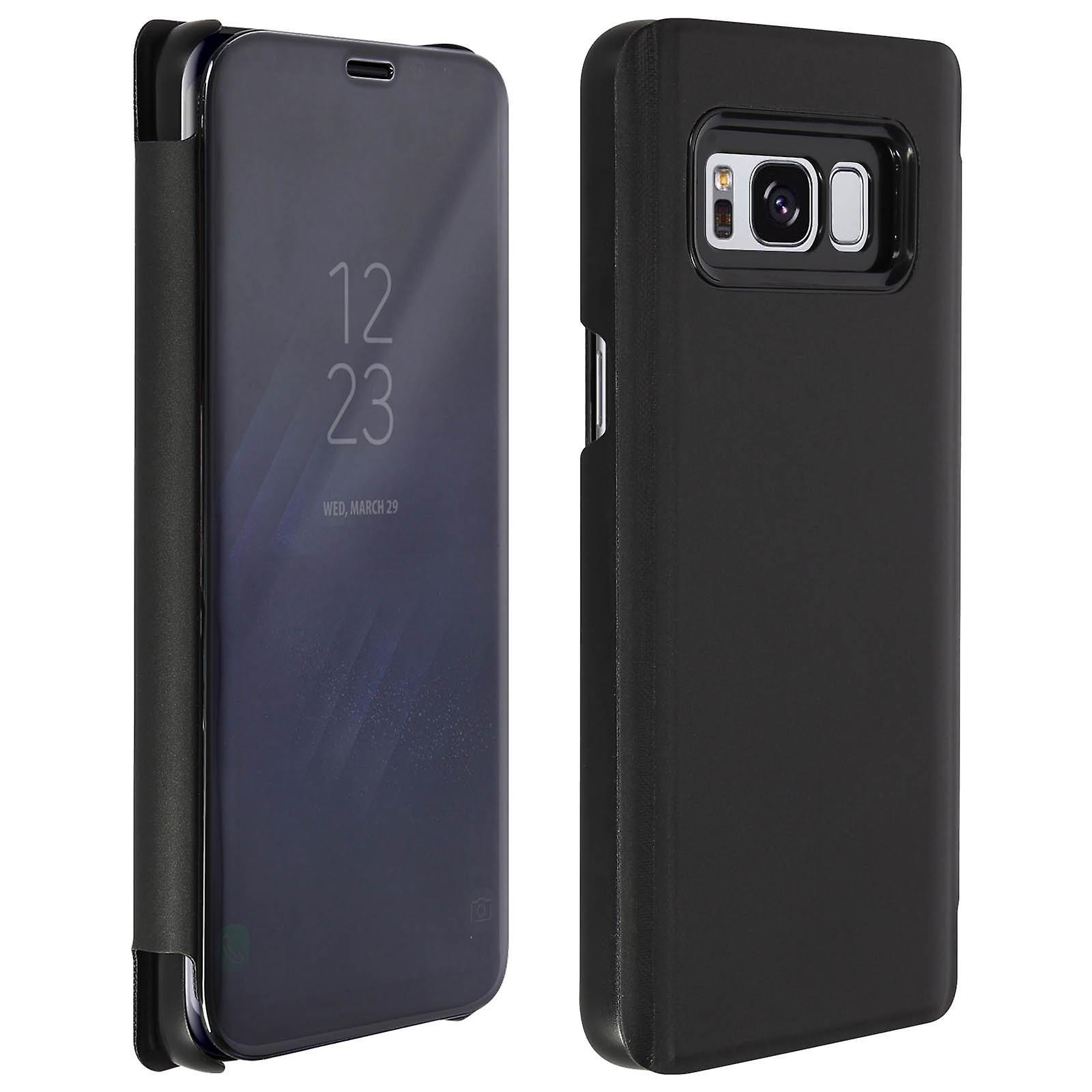 Avizar Flip Case, Mirror Case for Galaxy S8, see through front flip - Black