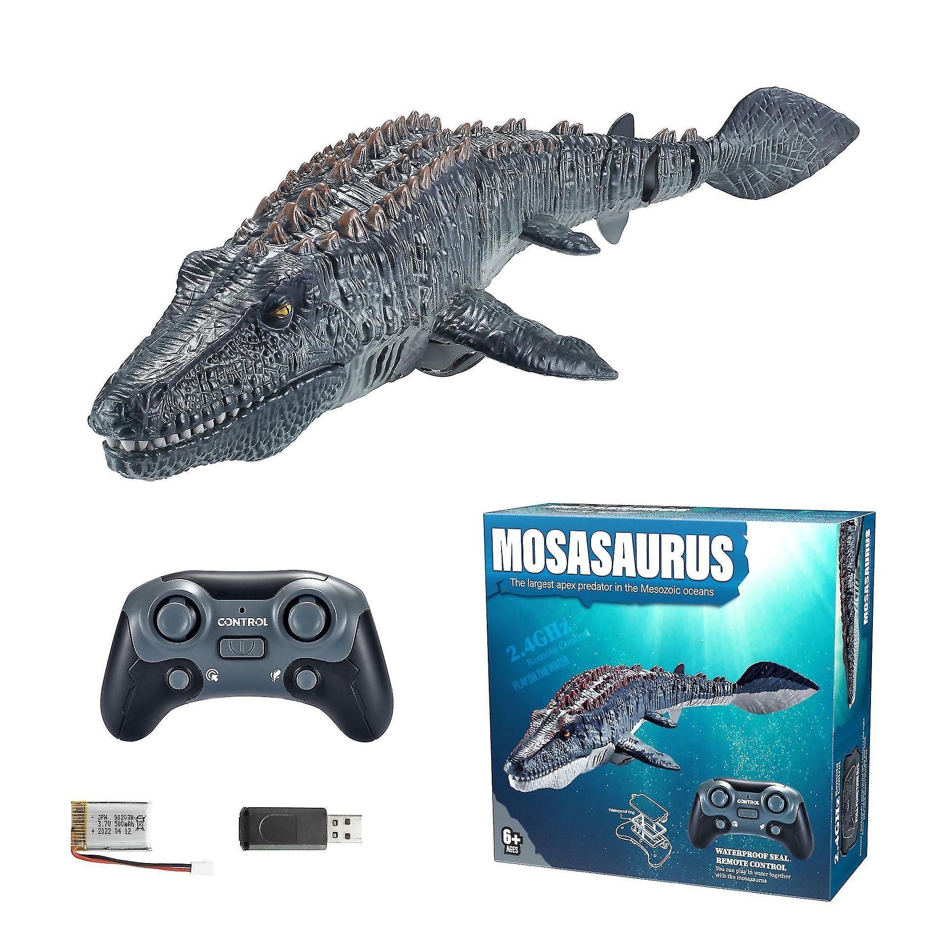 Bxs Remote Controlled Boat Simulations Dinosaur - Mosasaurus Rc Boat With Spray Water, 2.4 Ghz Rc Electric Dinosaur Toy Speedboat For Pool Bathroom...