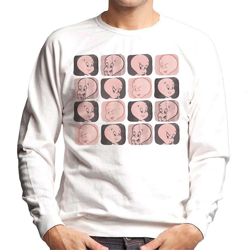 Casper The Friendly Ghost Facial Expressions Pattern Men's Sweatshirt White XX-Large